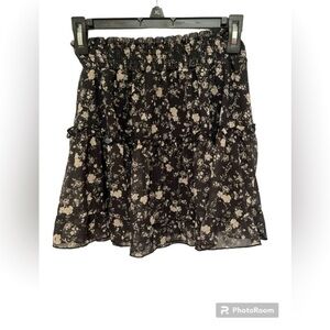 Altar’d State Black Roslyn Floral Mini Skirt Size S